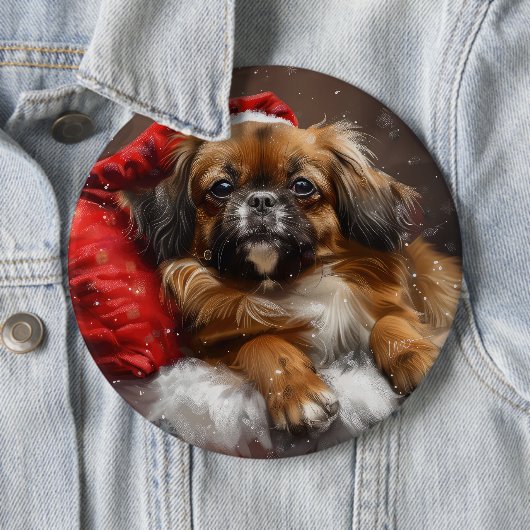 Tibetaanse Spaniel Hond Kerst Mis Ronde Button 6,0 Cm (In situ)