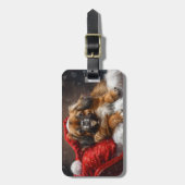 Tibetaanse Spaniël Hond Kerstfeest Bagagelabel (Voorkant verticaal)