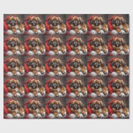 Tibetaanse Spaniël Hond Kerstfeest Cadeaupapier (Vlak)