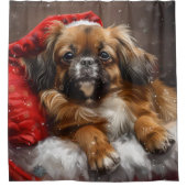 Tibetaanse Spaniël Hond Kerstfeest Douchegordijn (Voorkant)