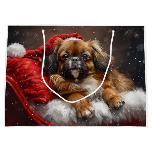 Tibetaanse Spaniël Hond Kerstfeest Groot Cadeauzakje (Voorkant)