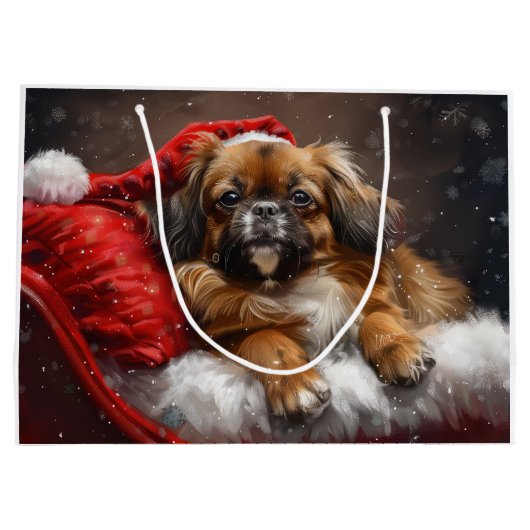 Tibetaanse Spaniël Hond Kerstfeest Groot Cadeauzakje (Achterkant)