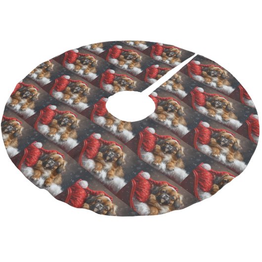 Tibetaanse Spaniël Hond Kerstfeest Kerstboom Rok (Gekanteld)