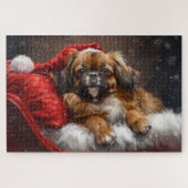 Tibetaanse Spaniël Hond Kerstfeest Legpuzzel (Horizontaal)