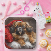 Tibetaanse Spaniël Hond Kerstfeest Papieren Bordje (Feest)