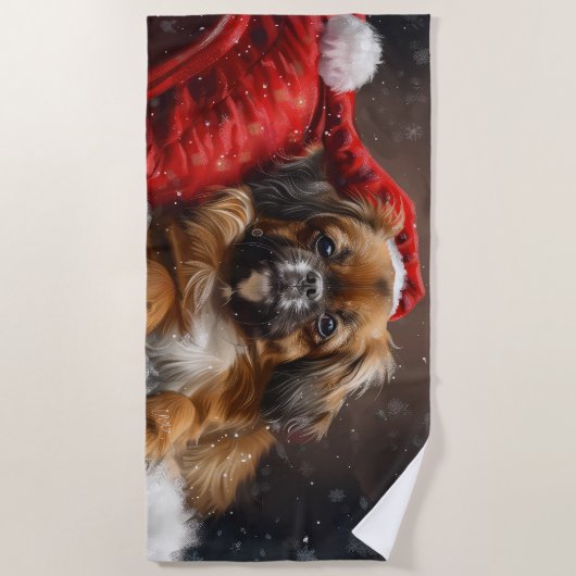 Tibetaanse Spaniël Hond Kerstfeest Strandlaken (Voorkant)