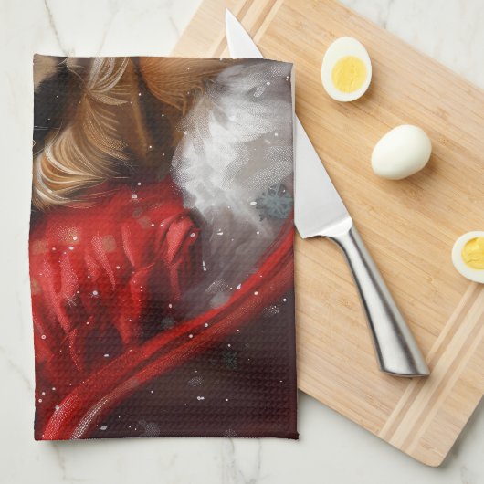 Tibetaanse Spaniël Hond Kerstfeest Theedoek (Quarter Fold)