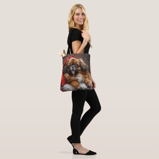 Tibetaanse Spaniël Hond Kerstfeest Tote Bag (Op model)
