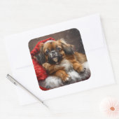 Tibetaanse Spaniël Hond Kerstfeest Vierkante Sticker (Envelop)