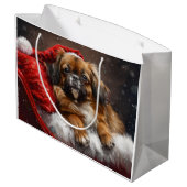 Tibetaanse Spaniel Hond Kerstmis Feestelijk Groot Cadeauzakje (Achterkant Gekanteld)