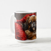 Tibetaanse Spaniel Hond Kerstmis Feestelijk Koffiemok (Voorkant links)