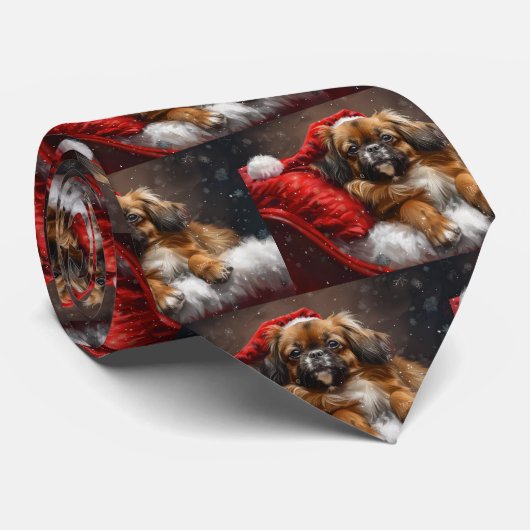 Tibetaanse Spaniel Hond Kerstmis Festief Stropdas (Opgerold)