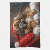 Tibetaanse Spaniel Hond Kerstmis Festief Theedoek (Verticaal)