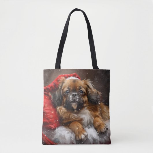 Tibetaanse Spaniel Hond Kerstmis Festief Tote Bag (Voorkant)