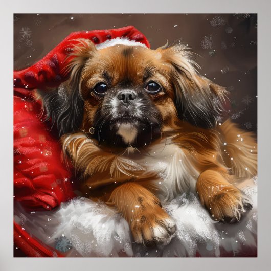 Tibetaanse Spaniel Hond Kerstmis Festiviteit Poster (Voorkant)