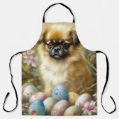 Tibetaanse Spaniël Hond met Paaseieren Vakantie Schort (Voorkant)