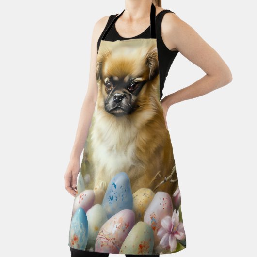 Tibetaanse Spaniël Hond met Paaseieren Vakantie Schort (Insitu)