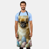 Tibetaanse Spaniël Hond met Paaseieren Vakantie Schort (Gedragen)