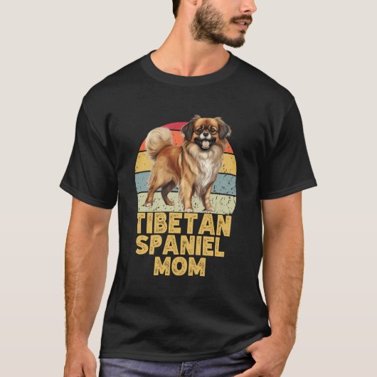 Tibetaanse Spaniël Hond Moeder Retro Grappig Mijn T-shirt (Voorkant)