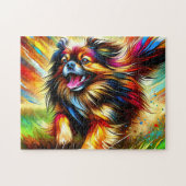 Tibetaanse Spaniel Hond Portret Acryl Kunst Print  Legpuzzel (Horizontaal)