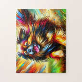 Tibetaanse Spaniel Hond Portret Acryl Kunst Print  Legpuzzel (Verticaal)