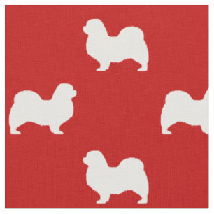 Tibetaanse Spaniel Hond Silhouetten Rood en Wit Stof