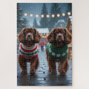 Tibetaanse Spaniel Honden Kerst Sneeuw Vakantie Legpuzzel