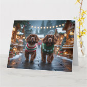 Tibetaanse Spaniel Honden Kerstmis Sneeuw Vakantie Kaart (Gele Bloem)