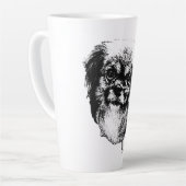 Tibetaanse Spaniel Hondenmok - Inktstijl Portret Latte Mok (Linkerhoek)