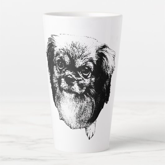 Tibetaanse Spaniel Hondenmok - Inktstijl Portret Latte Mok (Voorkant)
