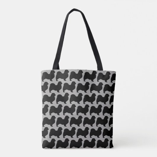 Tibetaanse Spaniel Hondenras Silhouetten Patroon Tote Bag (Achterkant)