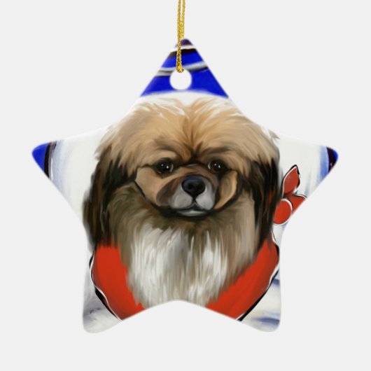Tibetaanse Spaniel Keramisch Ornament (Voorkant)