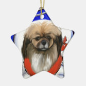 Tibetaanse Spaniel Keramisch Ornament (Links)