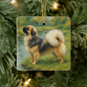 Tibetaanse Spaniel Keramisch Ornament
