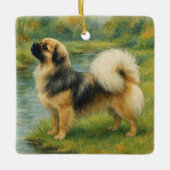Tibetaanse Spaniel Keramisch Ornament (Voorkant)