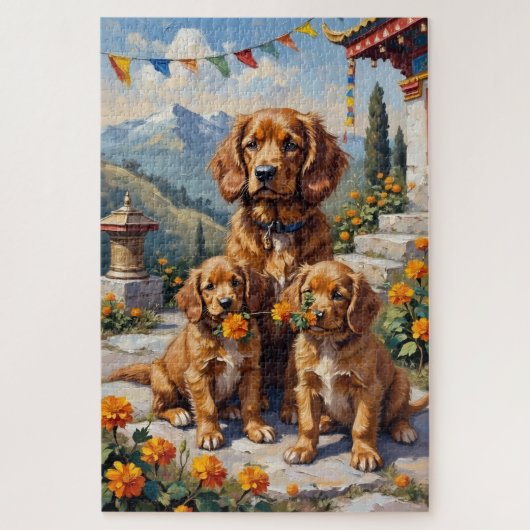 Tibetaanse Spaniel Kloostertuin Kunst Legpuzzel (Verticaal)