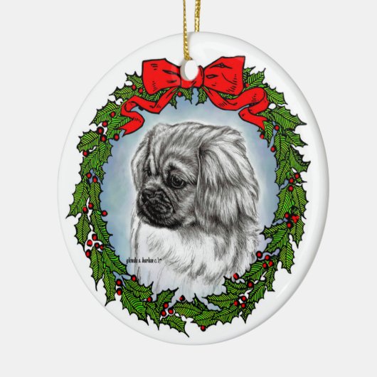 Tibetaanse Spaniël Kunst door Glenda S. Harlan Keramisch Ornament (Links)