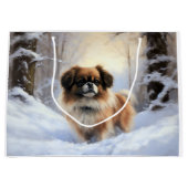 Tibetaanse Spaniel Laat het Sneeuwen Kerstmis Groot Cadeauzakje (Voorkant)