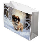 Tibetaanse Spaniel Laat het Sneeuwen Kerstmis Groot Cadeauzakje (Achterkant Gekanteld)