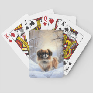 Tibetaanse Spaniel Laat het Sneeuwen Kerstmis Pokerkaarten