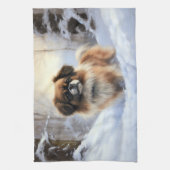Tibetaanse Spaniel Laat het Sneeuwen Kerstmis Theedoek (Verticaal)