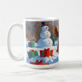 Tibetaanse Spaniel loopt in de sneeuw met kerst Pe Koffiemok (Links)