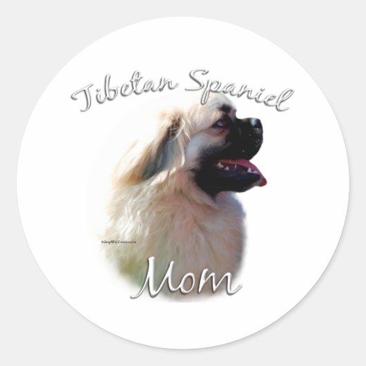 Tibetaanse Spaniël Moeder 2 Ronde Sticker (Voorkant)