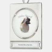 Tibetaanse Spaniël Moeder 2 Verzilverd Banner Ornament (Links)