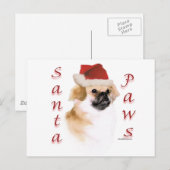 Tibetaanse spaniël Santa Paws Feestdagenkaart (Voorkant / Achterkant)