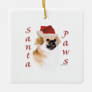 Tibetaanse spaniël Santa Paws Keramisch Ornament