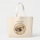 Tibetaanse Spaniel Schilderij Cream en White Dog A Grote Tote Bag (Voorkant)