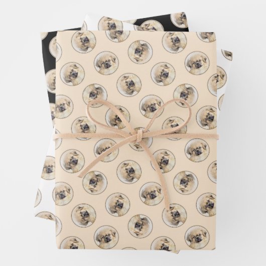 Tibetaanse Spaniel Schilderij Cream en White Dog A Inpakpapier Vel (In situ)