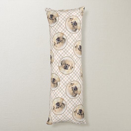 Tibetaanse Spaniel Schilderij Cream en White Dog A Lichaamskussen (Achterkant (Verticaal))