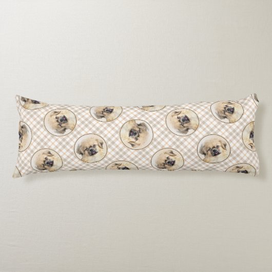 Tibetaanse Spaniel Schilderij Cream en White Dog A Lichaamskussen (Voorkant)